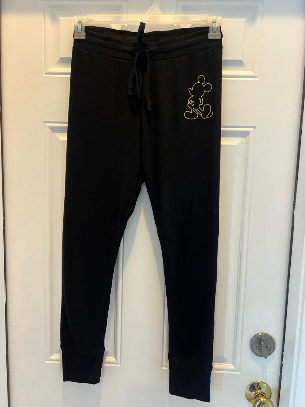 Disney Mickey Mouse Black Sweatpants Joggers Size M Elastic Waist Inseam 28”1005